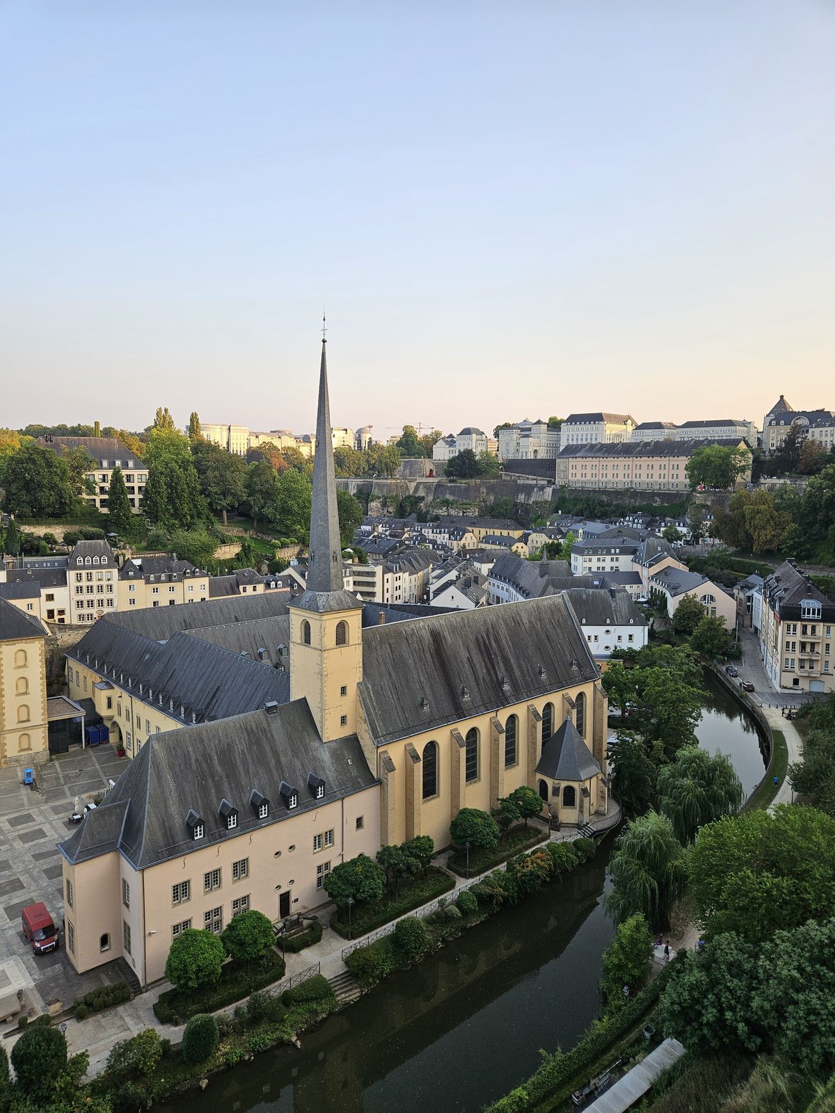 Luxembourg City old town, the Grund, at dusk